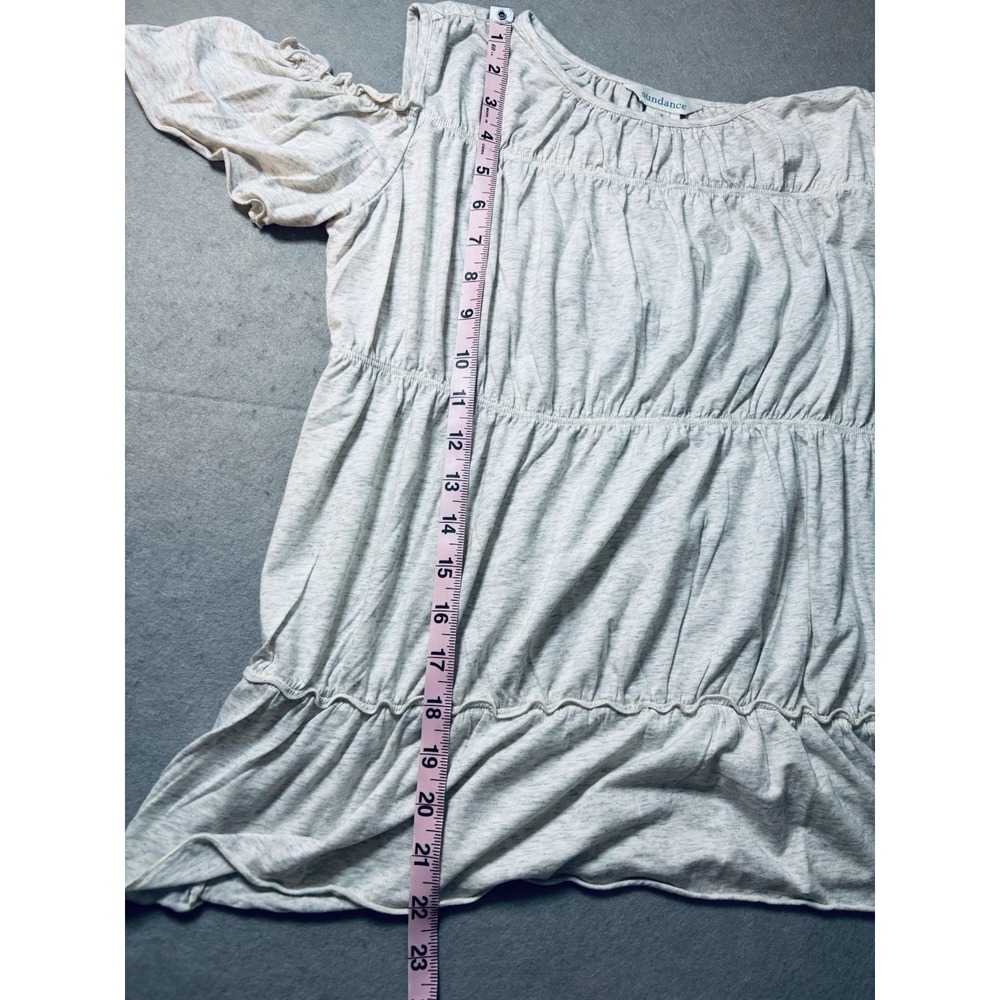 Sundance Cold Shoulder Cut Out Boho Tunic Top Heathered Gray Peplum Size Small - Picture 6 of 7